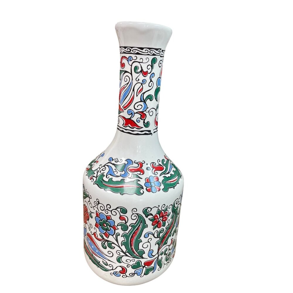 Metaxa Gree VTG Handpainted ceramic floral vase 10.5"x3.5" SKU 9658